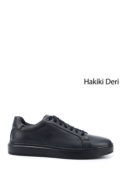GÖNDERİ(R) Erkek Lacivert Bağcıklı Kauçuk Taban Hakiki Deri Sneaker