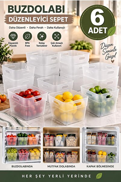 Kitchen Beauty 6 Adet Buzdolabı Kapak Içi Düzenleyici Organizer 6'lı Buzdolab...