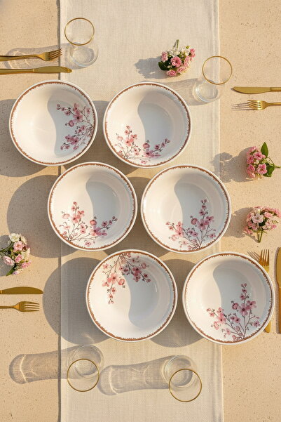 ers erbaşlar Luxury Sakura Pattern Ceramic 6-Person Soup Set (16.5 cm)