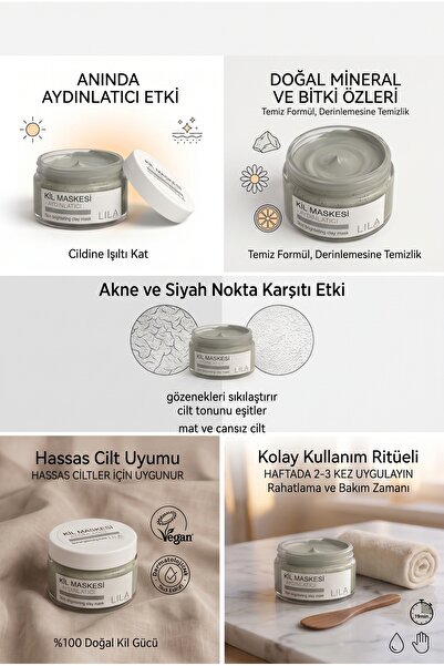 Lila Soft Saf Kil Akne Ve Siyah Nokta Karşıtı , Gözenek Sıkılaştırıcı Kil Maskesi 100 Ml