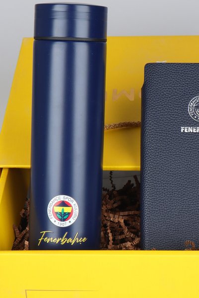 Fenerbahçe Özel Kutulu Lisanslı 500 ML Çelik Termos,A6 Suni Deri Bloknot&Tükenmez Kalem