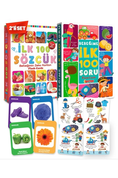 Bebeğimin İlk Zeka Kartları 2'li Set ( İlk 100 Sözcük- İlk 100 soru)
