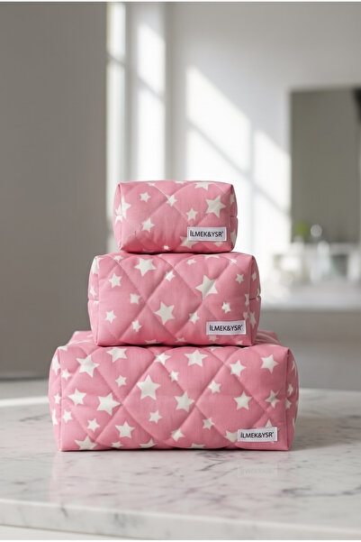 Bestway ve Diğeri 3 lü seyahat makyaj kozmetik kapitoneli çanta
