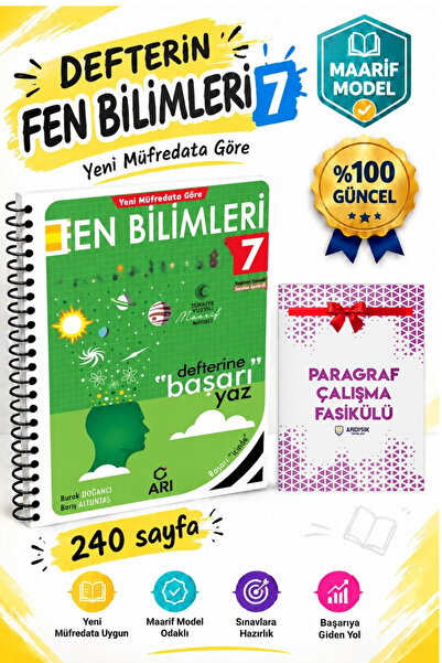 Arı Yayıncılık 7. Sınıf Fen Bilimleri Defterim Maarif Model 2027