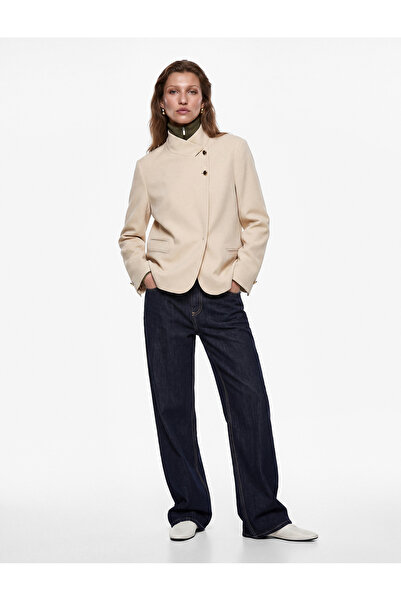 Koton High Collar Long Sleeve Metal Button Detailed Double Breasted Blazer Ja...