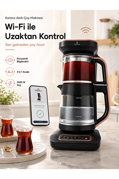 Karaca 4ü 1 Arada Wifi ile Uzaktan Bağlantılı Filtre Kahve ve Çay Demleme Mak...