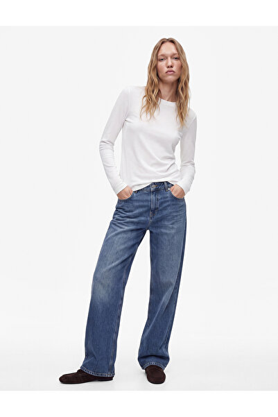 Koton Düğmeli Cep Detaylı Normal Bel Bol Kalıp Denim Pantolon - Loose Straigh...