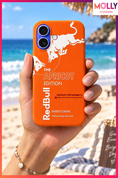 Molly iPhone 16 İçin Turuncu Redbull The Apricot Edition Desenli İçi Kadife S...