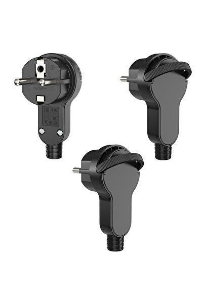 Choice 250V EU 3pcs black European Standard Ultra-Thin Folding Plug, Replacea...