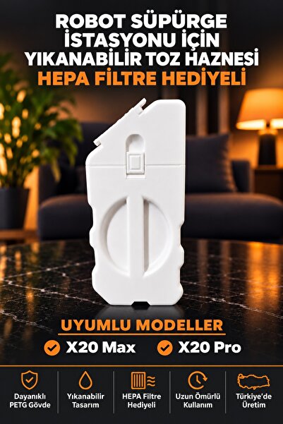 Antalya3Dcim Xiaomi X20 Max / X20 Pro Uyumlu Yıkanabilir Robot Süpürge Toz Ha...