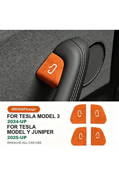 Choice4 Orange-4pcs Italian Top Suede Door Switch Patch Trim Cover for Tesla ...