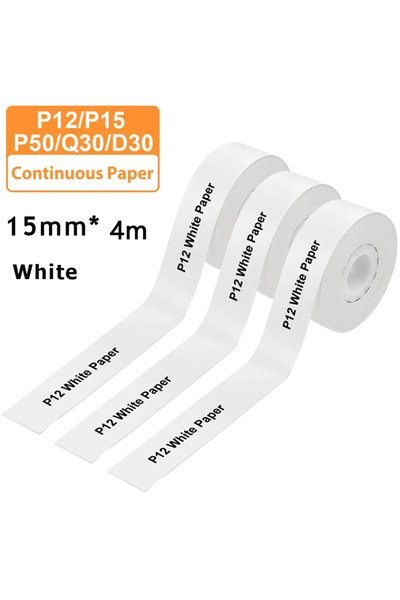 Choice9 White 3pcs 15mm X4m Continuous Label Paper Fit for P12 P15 Phomemo D3...