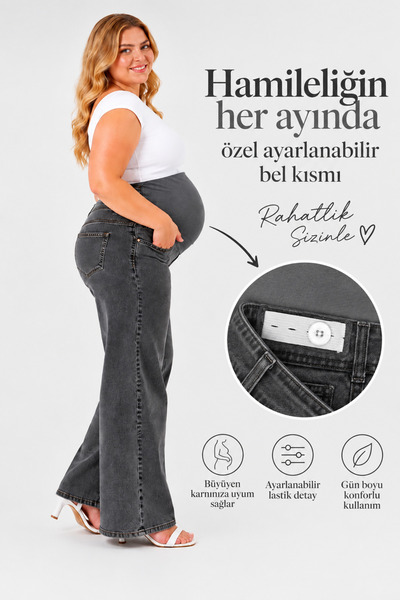 nd jeans Büyük Beden Hamile Düz Paça Kot Pantolon-Esnek Yumuşak Dokulu Karın ...