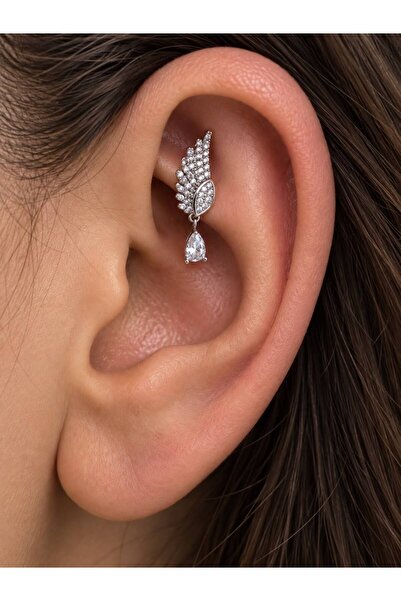 Arescollection ZİRKON TAŞLI MELEK KANADI ROOK PİERCİNG