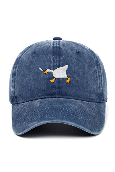 Choice4 Navy Blue Embroidered baseball cap with goose pattern for men and wom...