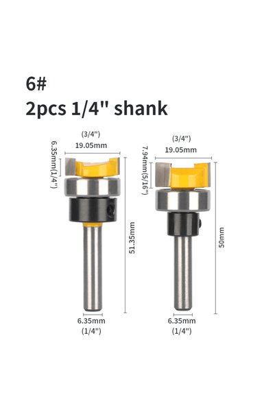 Choice 2pcs 6.35 shank 6MM 6.35MM 8MM D19.05MM Pattern Router Bit Woodworking...