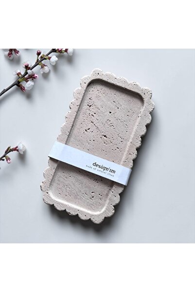 DesignIm Doğal Traverten Mermer Tepsi, Banyo Düzenleyici, Sunum Tabağı