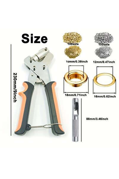 Choice 1set Complete Eyelet Punch Set with 200pcs 10mm Rings for DIY Fabric P...