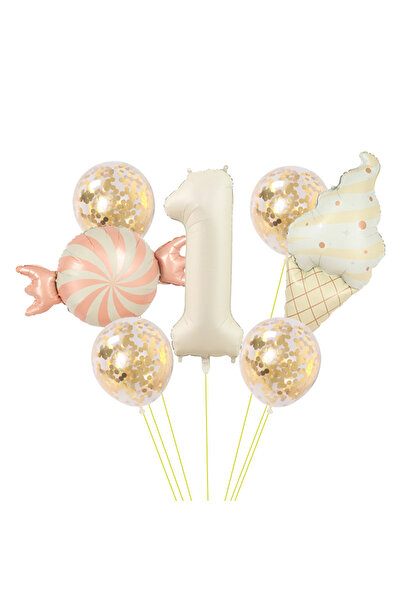 Choice Other 7pcs set A 1 Candy Ice Cream Foil Balloons with Colorful Confett...