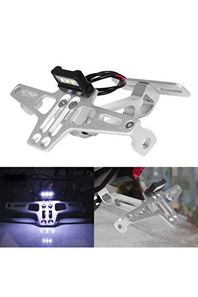 Choice5 silver with light Motorcycle Rear License Plate Mount Holder Aluminum...