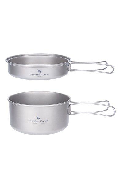 Choice 1000ml 500ml Ti2042C Boundless Voyage Titanium Pot Pan Set with Foldin...