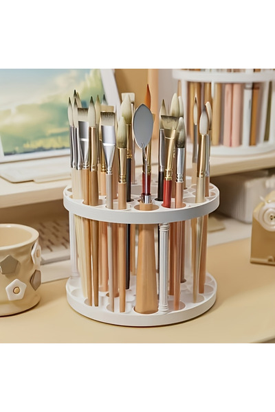 Choice 1set 360° Rotating Brush Holder - Sleek White Plastic Organizer for Ar...