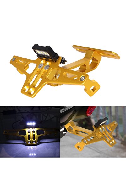 Choice6 gold with light Motorcycle Rear License Plate Mount Holder Aluminum A...