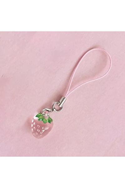 Miniso pink Y2K Cute Strawberry Phone Charms Resin Pendant with Created Accen...
