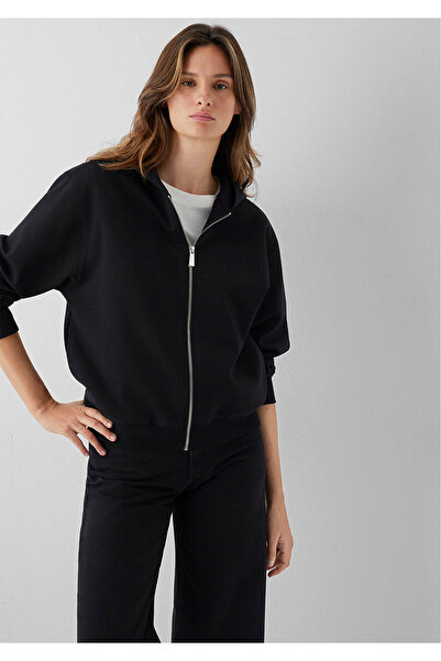 Mavi Kapüşonlu Fermuarlı Siyah Sweatshirt 1S10569-900