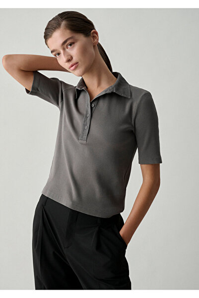 Mavi Fitilli Antrasit Polo Tişört Slim Fit / Dar Kesim 1614367-70121