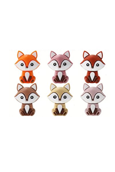 Choice 6pcs 6pcs 3D Silicone Fox Focal Theme Spacer Character Beads For Jewel...