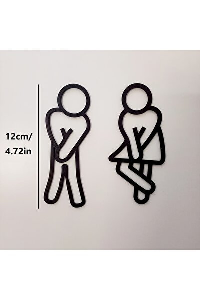 Choice black Funny Bathroom Signs for Men Women Creative 2D Flat Restroom Doo...