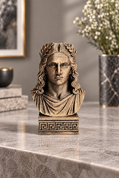 Makerpax Apollo Büst Figür – Apollo Antik Yunan Mitolojisi Dekoratif Heykel 12CM