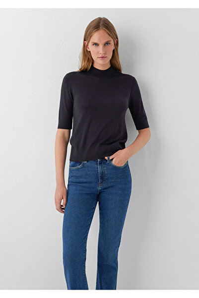 Mavi Yarı Dik Yaka Siyah Triko Slim Fit / Dar Kesim 1711007-900