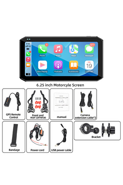 Choice M629 6.25inch Motorcycle Monitor 1080P DVR Recorders Wireless CarPlay ...