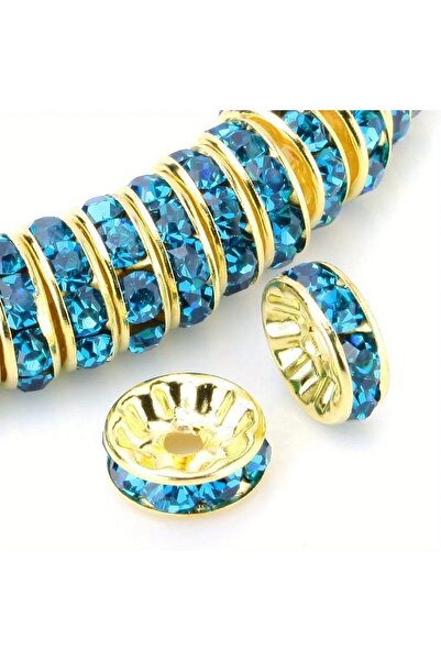 Choice15 8mm Golden-Lake Blue 120pcs 8mm Color Flat Circular Inlaid Water Dia...