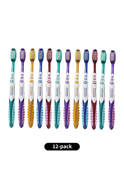 Choice1 12 pieces Randomly dispatched in color4/8/12PCS-Hard bristled toothbr...