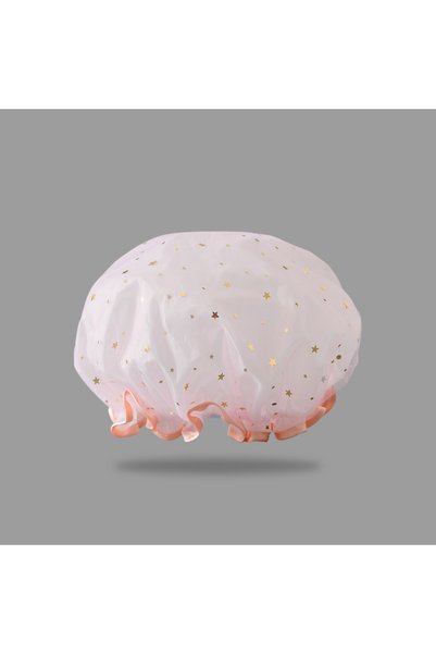 Choice3 pink Double-layer Shower Cap Adult Ladies PVC Waterproof Bathing Hat ...