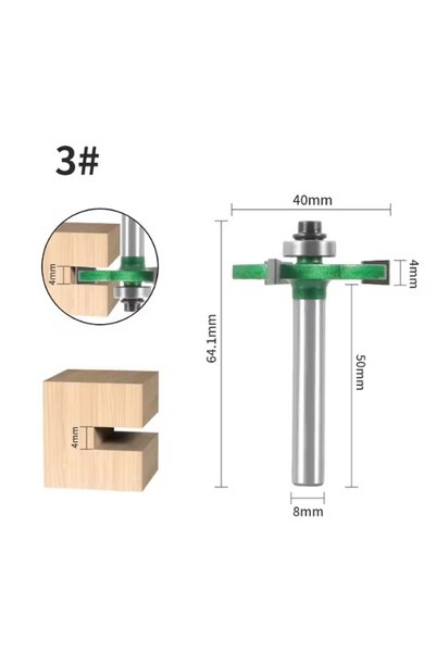 Choice1 8x40x4 8MM Shank Green 3 Carbide T-Type Slotting Cutter Bit with Bear...