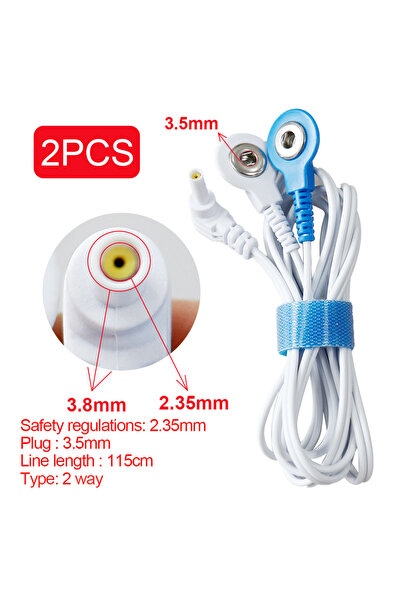 Choice 2pcs button type 2pcs Replacement Electrode Lead Wires 2.35mm Plug Ele...