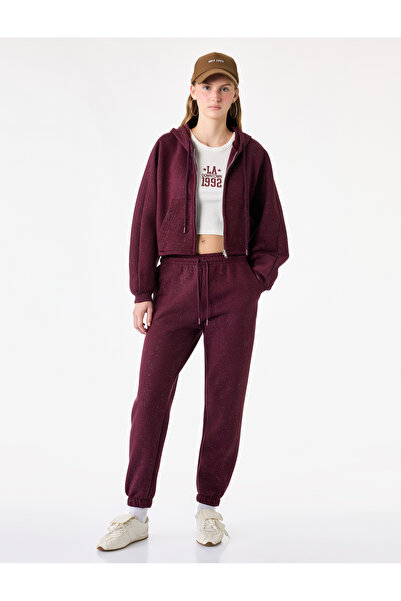 Koton Sequin Detailed Three-Threaded Ruffled Waist Tie Jogger Sweatpants