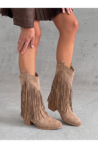 Riccon Phoebe Diva Kadın Püsküllü Western Çizme 0012897