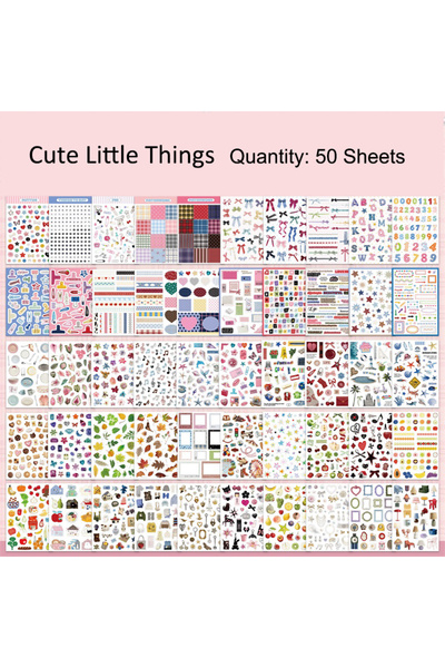 Choice1 Cute Little Things 50 Sheets Retro Cartoon Sticker Book Paper Aesthet...