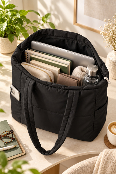 POLOGRAND London Orijinal Kadın Puf Şişme Shopper Çanta Fermuarlı Su Geçirmez...