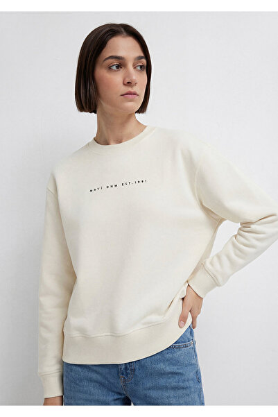 Mavi Denim Baskılı Ekru Sweatshirt 1S10525-80194