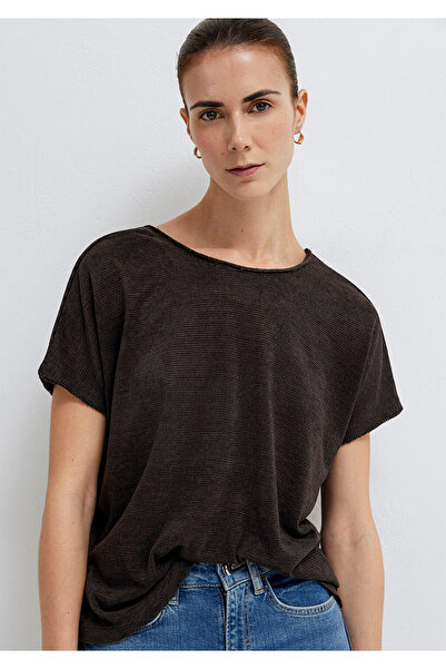 Mavi Dokulu Antrasit Basic Tişört Loose Fit / Bol Rahat Kesim 167311-70087
