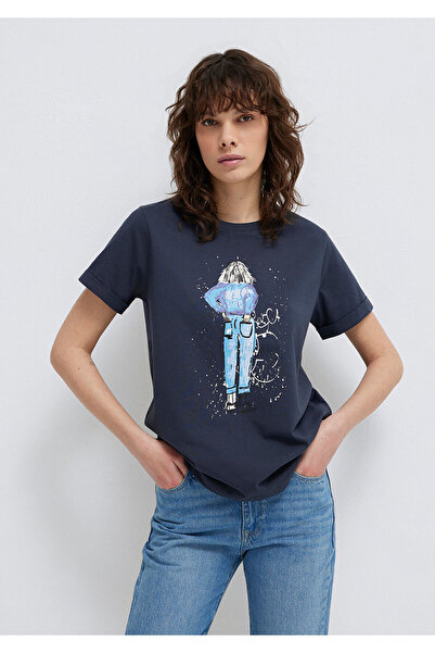 Mavi Denim Girl Printed Anthracite Istanbul T-Shirt Regular Fit 168890 -29726