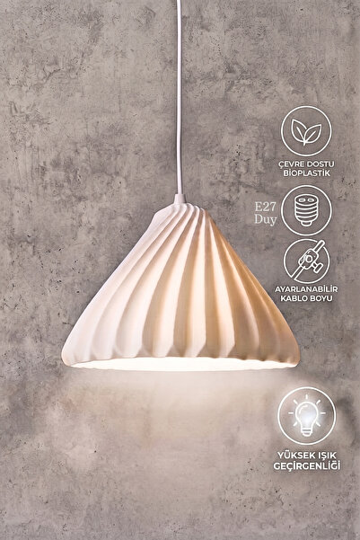 Bambulamp Seagull Beyaz Avize Yatak Odası, Oturma Odası Tekli Sarkıt Avize (B...