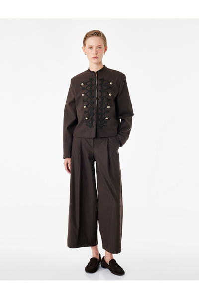 Koton Long Sleeve Ornamental Buttoned Mandarin Collar Napoleon Jacket