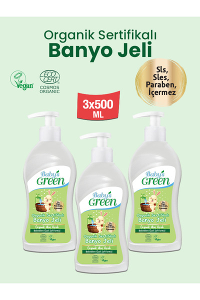 Baby's Green 3'lü Set-Organik Aloe Veralı Bebek Cilt Temizleme Jeli ve Sabunu...